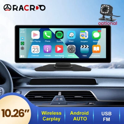 RACRDO 10.26" Portable Wireless Apple Carplay Android Auto Touchscreen Car Stereo Radio