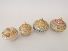 4X Vintage Thai Porcelain Benjarong Hand Painted Gold Tone Pottery Thai Cup With