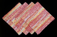 FOUR 4 NEW 100 USA Cotton Hand Crochet Dishcloths / Washcloths HARVEST COLORS