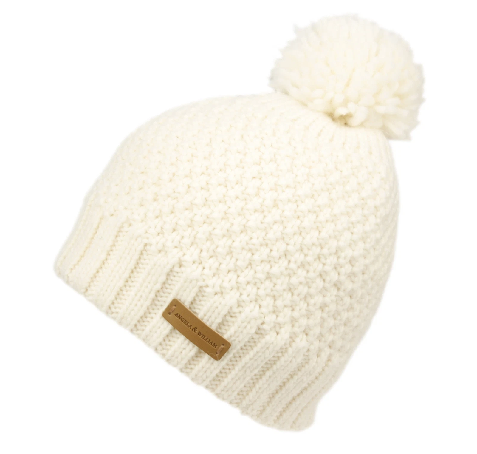 Wool Blend Cable Knit Pompom Beanie Skull Winter Cap Hat