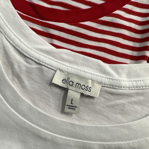 Ella Moss Ladies Flattering Fit Soft Perfect Tee 2-pack LARGE Stripe SMILE NWOT - Picture 5 of 15