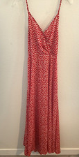 Shein Maxi Dress Medium Red Floral Sleeveless Tie Back Cutout