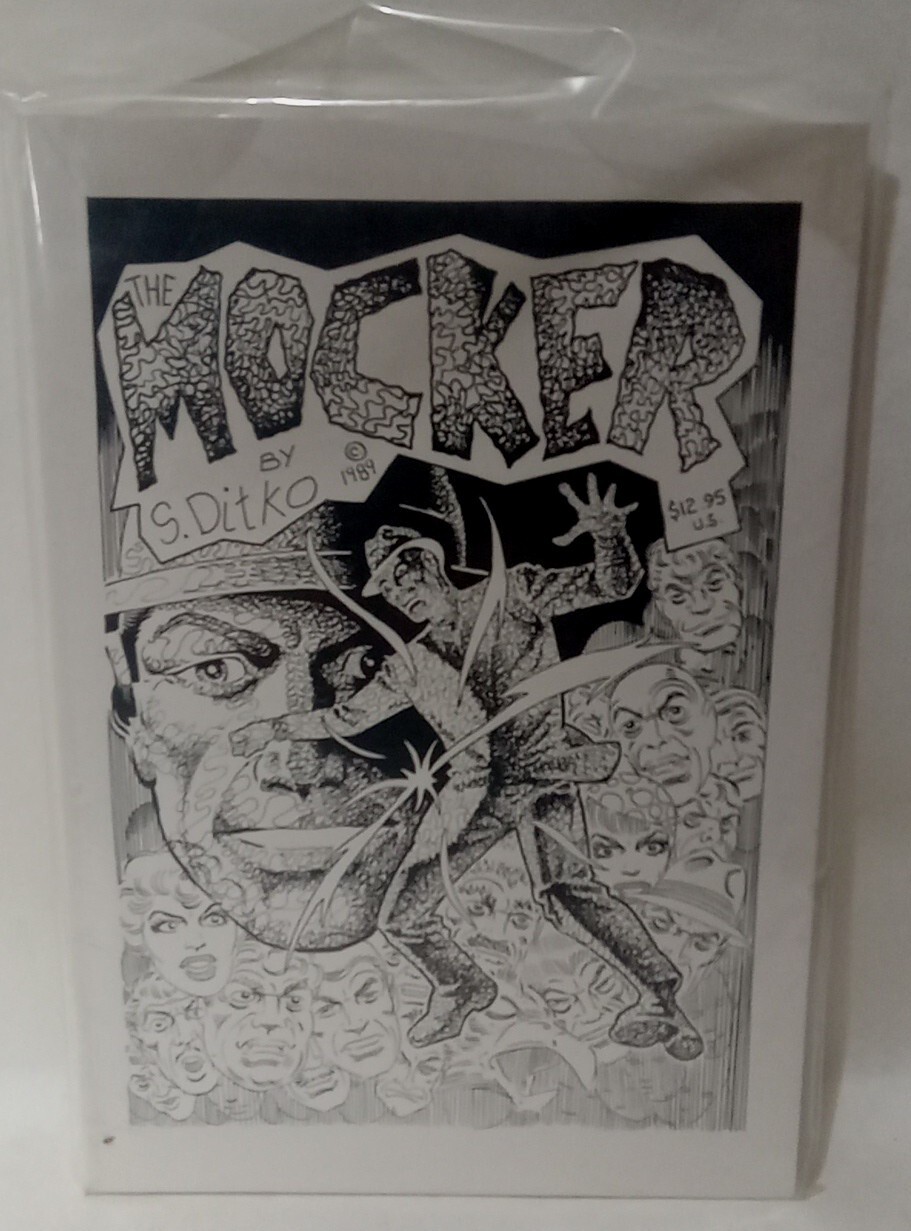 Steve Ditko / The Mocker 1990 Graphic Novel, B & W art, TPB Comic Book