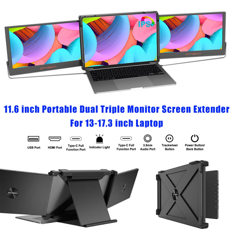 Dreifacher Laptop-Bildschirm-Extender, 1080P IPS Portable Monitor für 13“-17.3“ - Bild 3 von 4