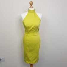 River Island Dress Women's 10 Lime Cocktail Halter Bodycon Backless Rhinestone