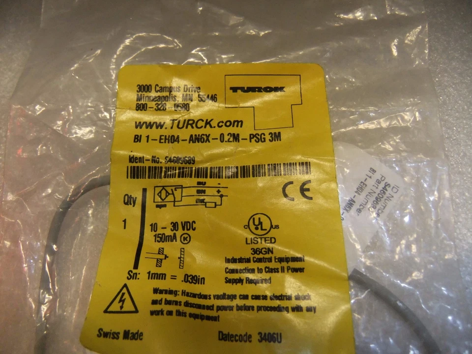 Turck BI 1-EH04-AN6X-0.2m-PSG 3M Inductive Proximity Sensor - Image 2 of 3