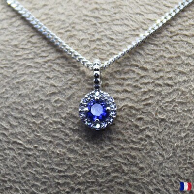 Anhänger Silber 925 mit saphirblauem Zirkonia verziert und transparent, Option Kette