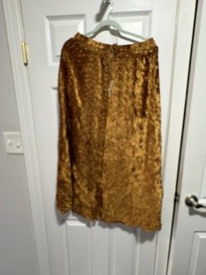 Anthony Mark Hankins Crushed Velvet Embroided Gold Tone Maxi Skirt L