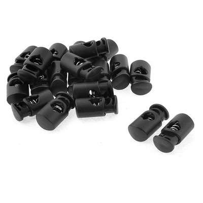 50 Count Small Black Oval Ellipse Barrel Cord Locks Toggles 20x10x7mm