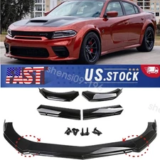 For Dodge Charger SRT Hellcat Black Gloss Front Bumper Lip Chin Splitter Spoiler
