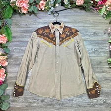 1940/50s California RanchWear Cowboy Western Pearl Snap Vintage Shirt Size 15
