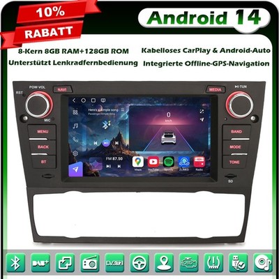 Qualcomm Android 14 128GB 8-Kern Autoradio GPS Navi für BMW 3er E90 E91 E92 E93