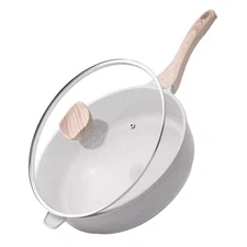 Nonstick Ceramic Deep Frying Pan 12 Inch Non Toxic Large Skillet with Lid 5 Q...