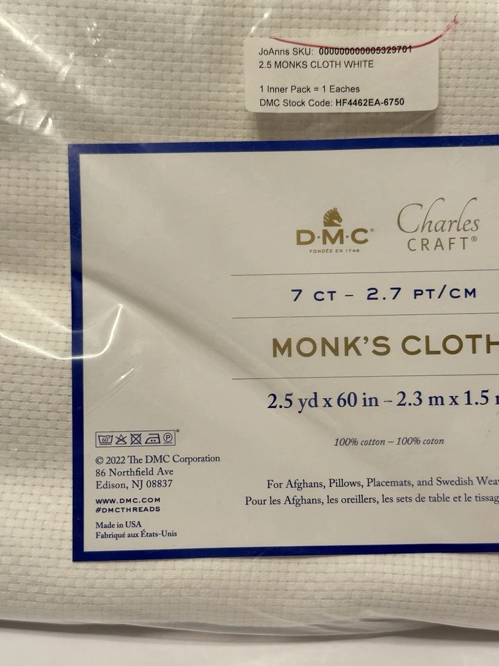 Charles Craft Monk's Cloth Aida 7 unidades 60"X2.5yd-blanco (paquete de 1) Foto 3 de 4