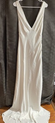 MESHKI Amanda Cowl Back V-Neck Maxi Dress Sleeveless Long Size L