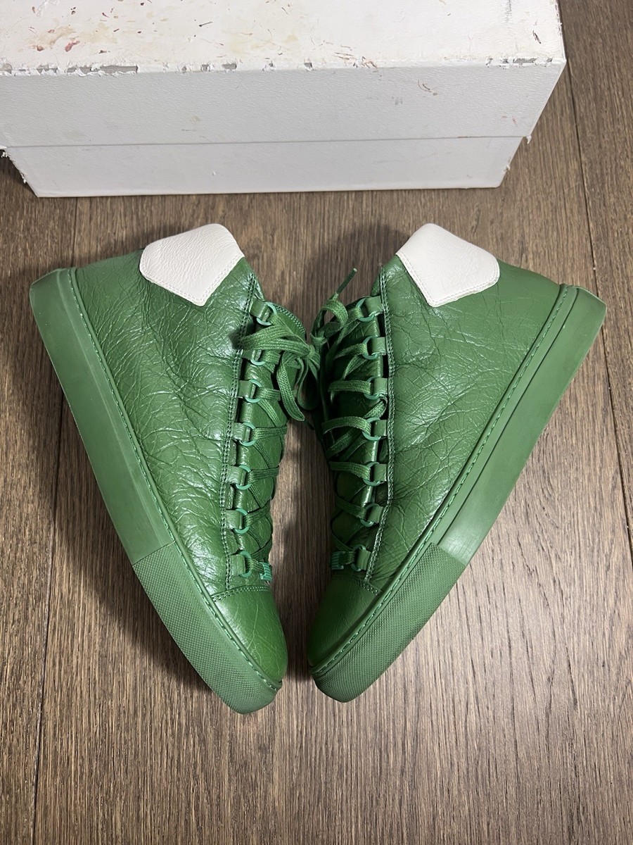 Balenciaga Arena Men 10 43EU Green Leather High Top Sneakers Lace