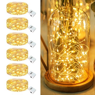 Fairdeer 6 Pack Fairy Lights Battery Operated - 7ft 20 Led 6 Pack, Warm White 