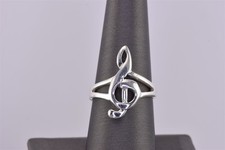 Sterling Silver Polished Treble Clef Musical Note Band Ring 925 Sz: 8