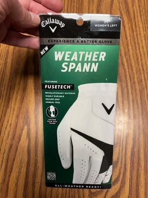 NEW CALLAWAY Weather Span Women's Left Hand Size Medium Golf GLOVE White