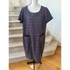 Talbots Navy & Red Boucle Knee Length Sheath Dress