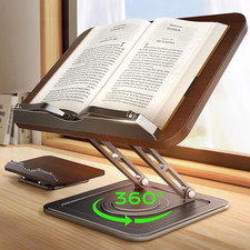 Book Stand for Reading, Adjustable Book Holder with 360 Rotating Bases, Ergonomi