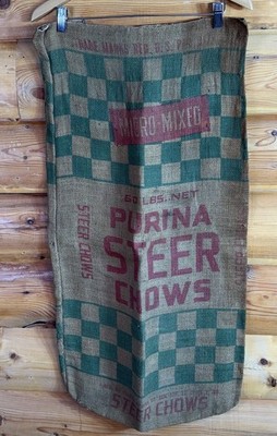 Steer Purina Steer Chows Meal Micro Mixed Vintage burlap empty sack 60 Lbs Bag