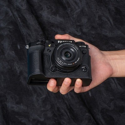 For Fujifilm XT5 Case Handmade Genuine Leather Half Case Bag Cover Black