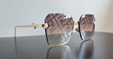 Unisex Womens Mens Fendi FF Logo Gold Rimless Sunglasses