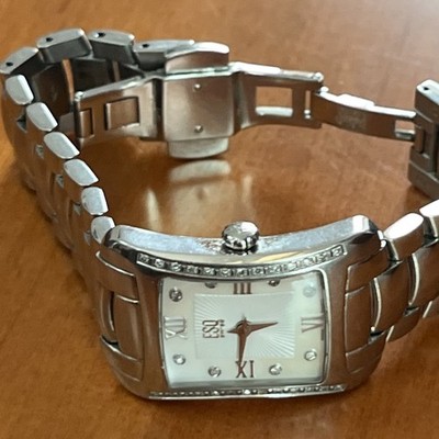 ESQ Swiss Womens Silver Sapphire Crystal Wrist Watch Water Resistant, RARE, HTF