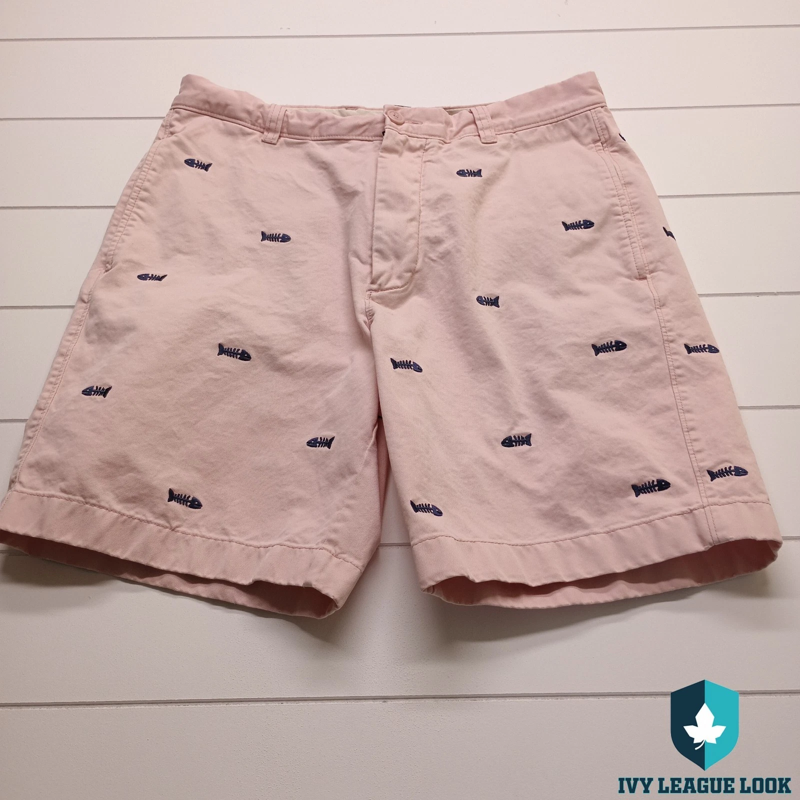 J.Crew Pink Fish Print Shorts Mens 33W Cotton Classic Preppy Casual