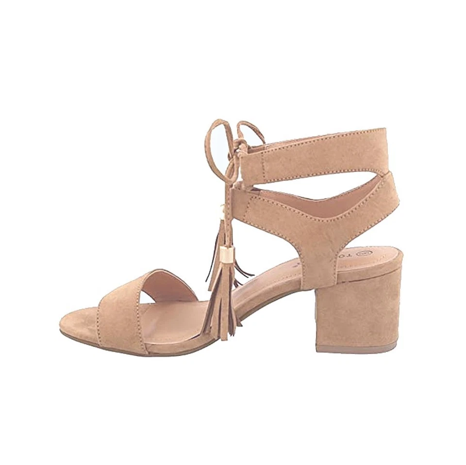 Top Moda Single Band Low Block Heel Tassel Open Toe Women's Gladiator Sandals - Image 3 of 4