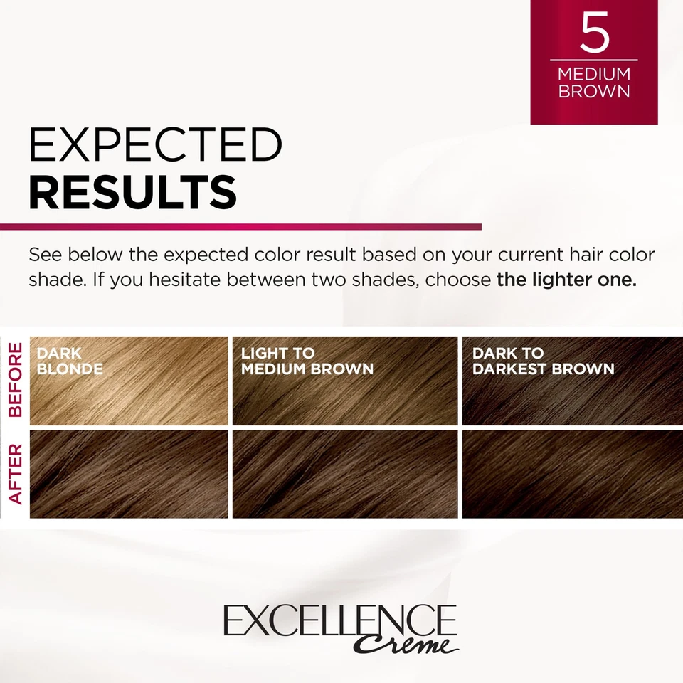 Color de cabello crema Paris Excellence 5 marrón medio - triple protección, 1 kit Foto 4 de 4