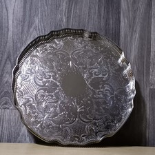 Sheffield Silver Plated on Copper Gallery Serving Drinks Tray - 35 cm - VGC