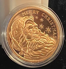 2025 MERRY CHRISTMAS  "SANTA"  1 oz  Copper Round Coin  STOCKING STUFFER SPECIAL