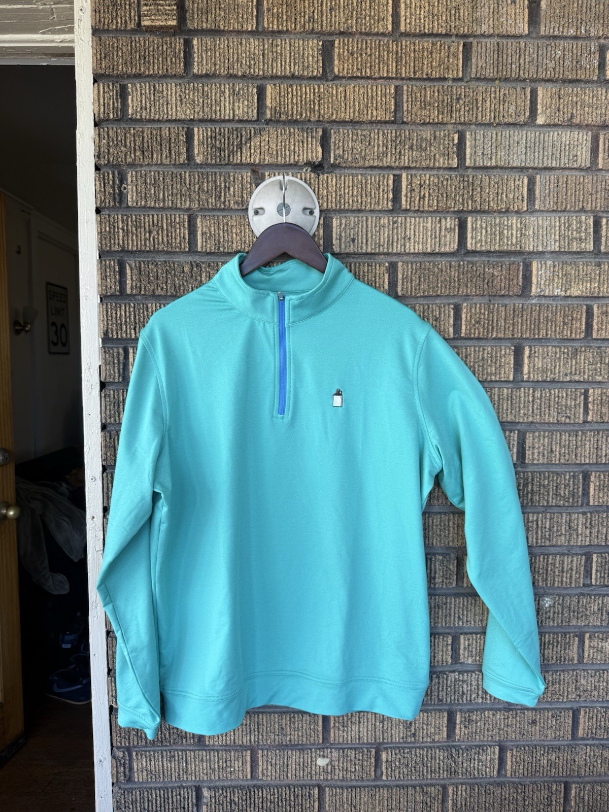 Peter Millar Quarter Zip Pullover Mens Large Green Performance Golf Lightweight