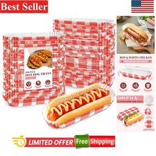 Party-Ready 300 Pcs Hot Dog Serving Trays - Grease-Resistant Microwave Safe