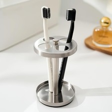 Brushed 18/8 Stainless-Steel Toothbrush Holder Stand: Rustproof Bathroom