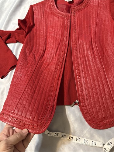 Chaqueta roja tejida de cuero NVGARD COLLECTION para mujer talla grande M 10-12 - Imagen 8 de 21