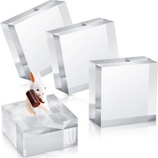 Acrylic Display Riser Blocks 2x2x1 Inch Square Pedestal Stand 4 Pack Clear