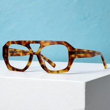 Vintage Eyeglasses Geometric Retro Acetate Glasses Aviator Frames Double Bridge