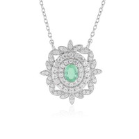 Cavill Silbercollier 925 Sterling Mit Kolumbianischem Smaragd GrüN Oval