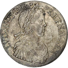 [#637915] France, Louis XIV, Écu à la mèche longue, 1647, Montpellier, Sil, ver