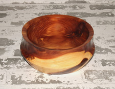 VTG Rustic Cedar Wooden Bowl Handcrafted Signed Farmhouse Thick Wood 7 1/2" D