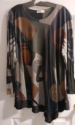 Jess & Jane Women's Slinky-Like Knit Tunic Shirt SK7-1734 MILAN SIZE XL