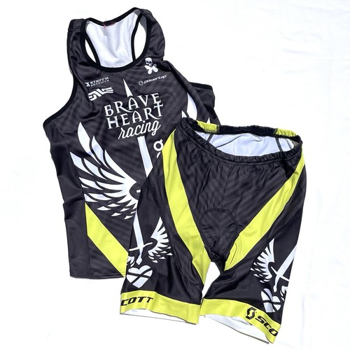 Betty Designs Brave Heart Racing Tri Set Womens XL Jersey Tank Shorts Triathlon
