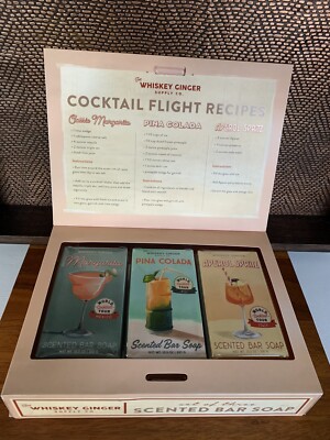 The Whiskey Ginger Supply Co. Cocktail Flight ~ 3 Scented Bar Soap Set NEW! 