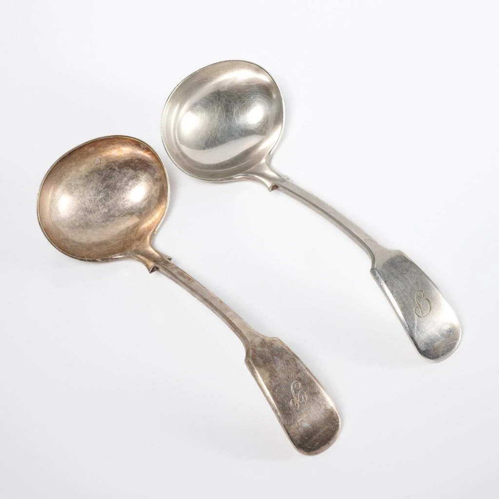 Atkin Brothers Vtg Silver Plated Gravy Sauce Condiment Serving Ladle 2 pc Lot