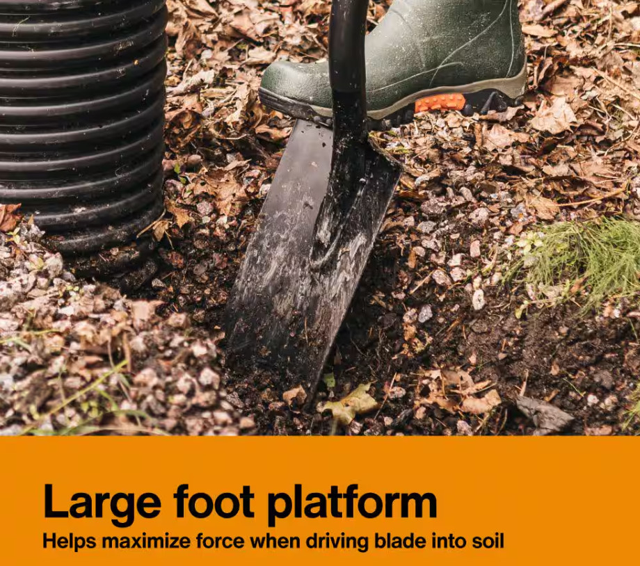 57.29" Digging Spade Shovel Heavy Duty Welded Steel, Long Handle, Powder Coated