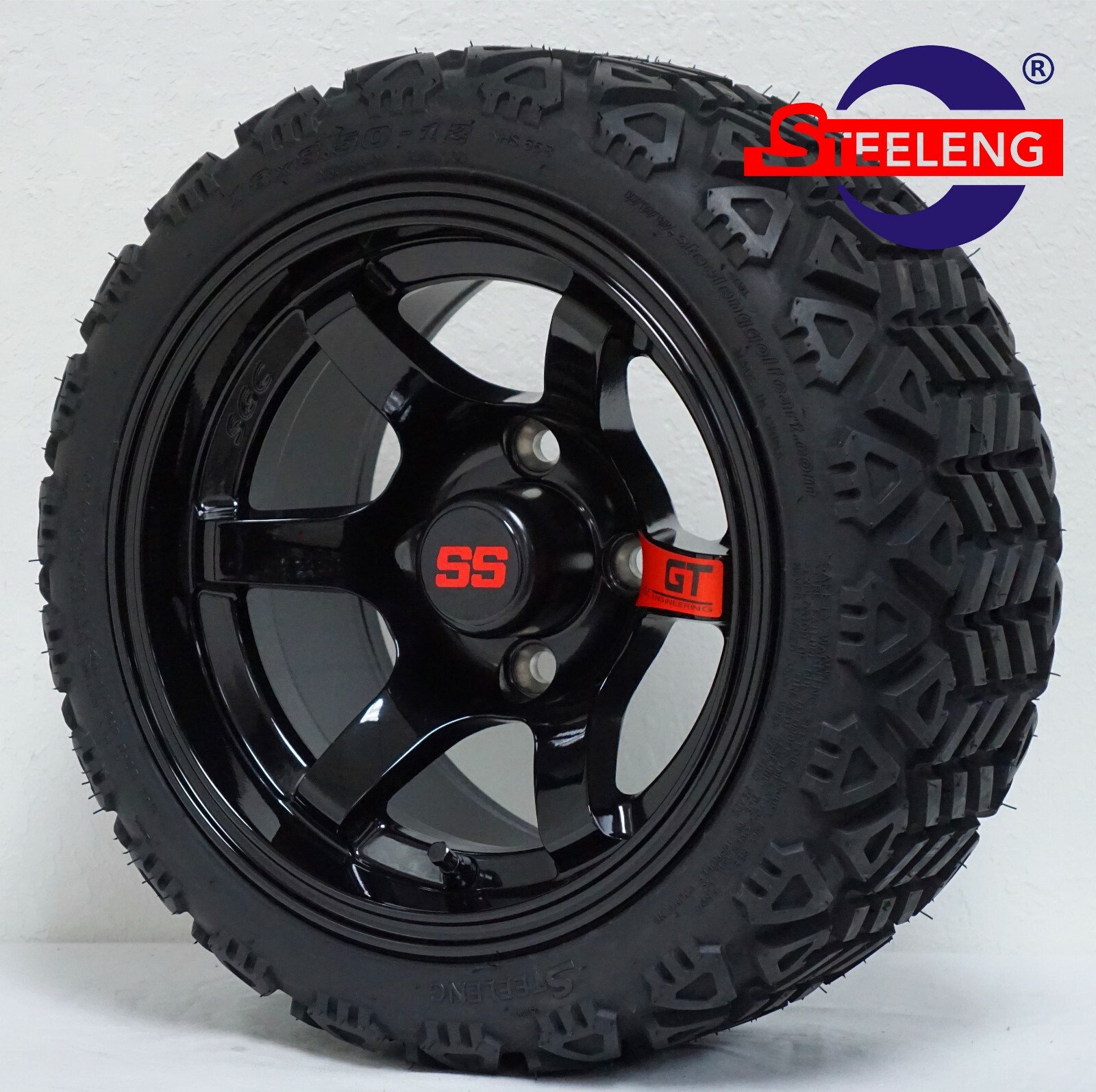 (4) GOLF CART 12"x7" BLACK GT WHEELS/RIMS and 18" ALL-TERRAI