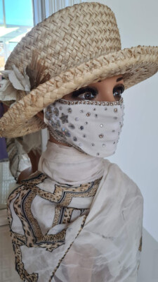 Mund-und Nasenmaske Maske handgefertigt, mit viel Strass Crystal Glitzer Steinen